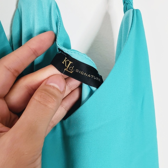 Turquoise Sheer Mini Dress Small - Picture 6 of 7